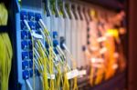 Fiber Optic With Servers In A Technology Data Center Stock Photo