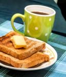 Breakfast Toast Represents Morning Meal And Bread Stock Photo