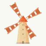 Rural Windmill In Flat Style Stock Photo