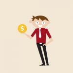 Manager,office Worker Or Businessman With The Golden Coins Stock Photo