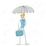 A Man Walking In Rainy Day Stock Photo