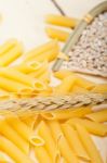 Italian Pasta Penne With Wheat Stock Photo