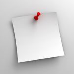 White Sticky Note With Push Pin Stock Photo