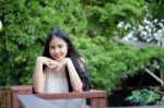 Portrait Of Thai Teen Beautiful Girl Happy And Relax Stock Photo