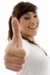 Smiling Female With Thumbs Up Stock Photo