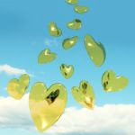 Metallic Gold Hearts Stock Photo