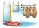 Cartoon  Illustration Interior Clothing Room With Separated Layers Stock Photo