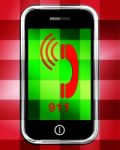 Nine One On Phone Displays Call Emergency Help Rescue 911 Stock Photo