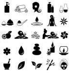 Spa Icons On White Background Stock Photo