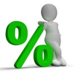 Percent Sign With 3d Man Showing Percentage Or Investment Stock Photo