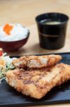 Fried Fish And Salad Stock Photo