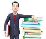 Businessman With Information Represents Textbook Knowledge And Train Stock Photo