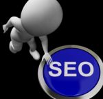 Seo Button Shows Internet Search Engine Optimisation Stock Photo