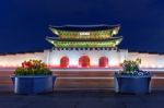 Gyeongbokgung Palace At Night In Seoul, South Korea Stock Photo