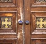 Wood  Glass Door Caronno Varesino Varese Stock Photo