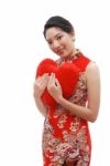 Girl Wearing Chinese Dress Stock Photo