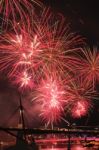 Fireworks In Brisbane City Stock Photo