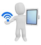 3d Human Hold Wifi And Tablet Stock Photo