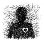 Abstract Single Man With Heart Stock Photo