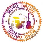 Music Online Indicates Web Site And Acoustic Stock Photo