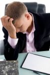 stressed Businessman in office Stock Photo