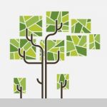 Tree Graphic. Tube Trunk. Rectangle Leaves Stripes Inside Stock Photo