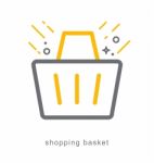 Thin Line Icons, Shopping Basket Stock Photo