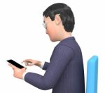 Character Businessman Represents Phone Call And Calling 3d Rende Stock Photo