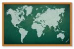 World Map On Grunge Chalkboard Stock Photo