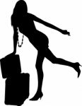 Silhouette Woman Traveler Stock Photo