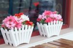 Artificial Flowers Pot Stock Photo