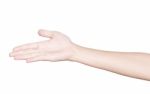 Closeup Hand Receive Isolated White Clipping Path Inside Stock Photo