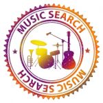 Music Search Means Searching Tracks And Soundtracks Stock Photo