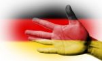 Paint Color Germany Flag On The Hand Stock Photo