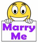 Marry Me On Sign Means Wedding Proposal Stock Photo