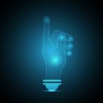 Technology Future Binary Touch Point Hand Light Bulb Stock Photo