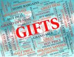 Gifts Word Meaning Present Giftbox And Package Stock Photo