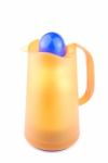 Orange Thermos Coffee/tea Cup On White Stock Photo