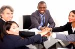 Multi Ethnic Team During Meeting Stock Photo