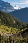 Scenic View Of Glacier National Park Stock Photo