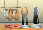 Cartoon  Illustration Interior Clothing Room With Separated Layers Stock Photo