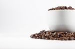 Coffee Beans And Cup Stock Photo