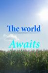 The World Awaits Inspirational And Motivational Quote Stock Photo