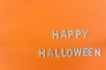 Halloween Word On Orange Background, Stock Photo