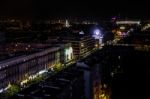 Night-time View Over The Skyline In Warsaw Stock Photo