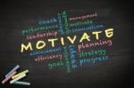 Motivate Written On Blackboard Stock Photo