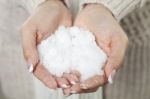 Woman Hands  Are Holding Snowflake Stock Photo