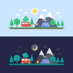 Day And Night Camp Stock Photo