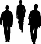 Silhouette Guys Walking Stock Photo