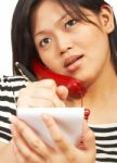 Woman Talking On Telephone Stock Photo